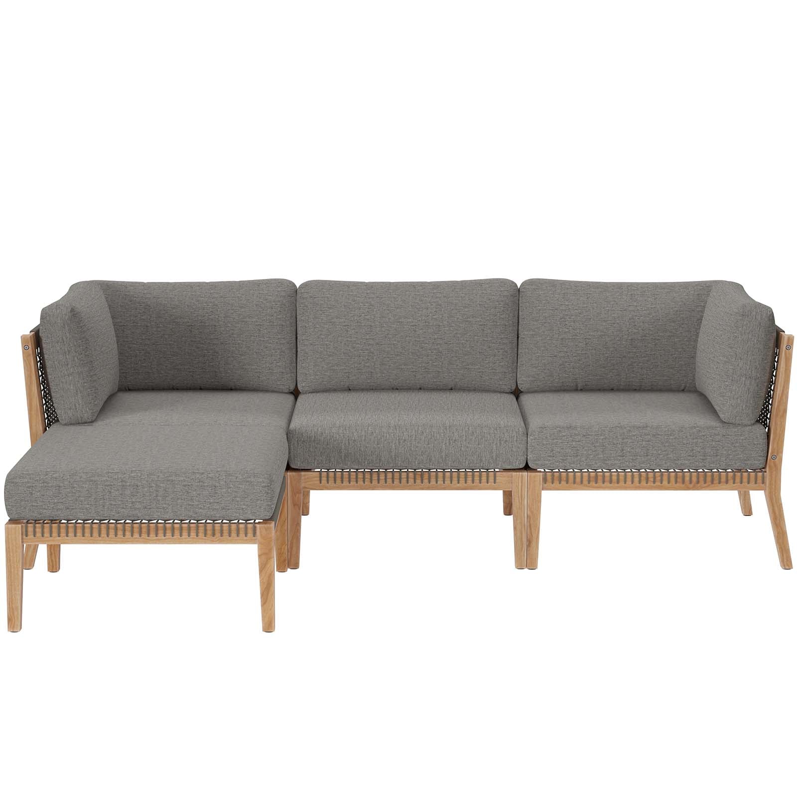 Clearwater Outdoor Patio Teak Wood 4-Piece Sectional Sofa By Modway - EEI-6121 | Outdoor Sofas, Loveseats & Sectionals