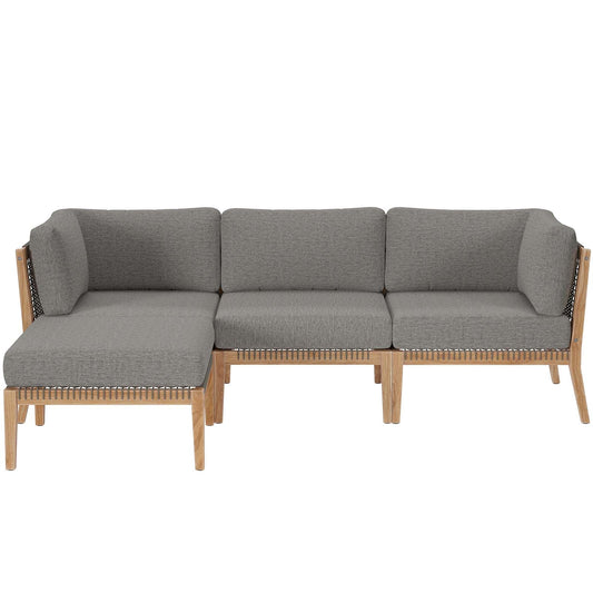 Clearwater Outdoor Patio Teak Wood 4-Piece Sectional Sofa By Modway - EEI-6121 | Outdoor Sofas, Loveseats & Sectionals