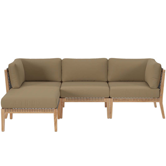 Clearwater Outdoor Patio Teak Wood 4-Piece Sectional Sofa By Modway - EEI-6121 | Outdoor Sofas, Loveseats & Sectionals - 2