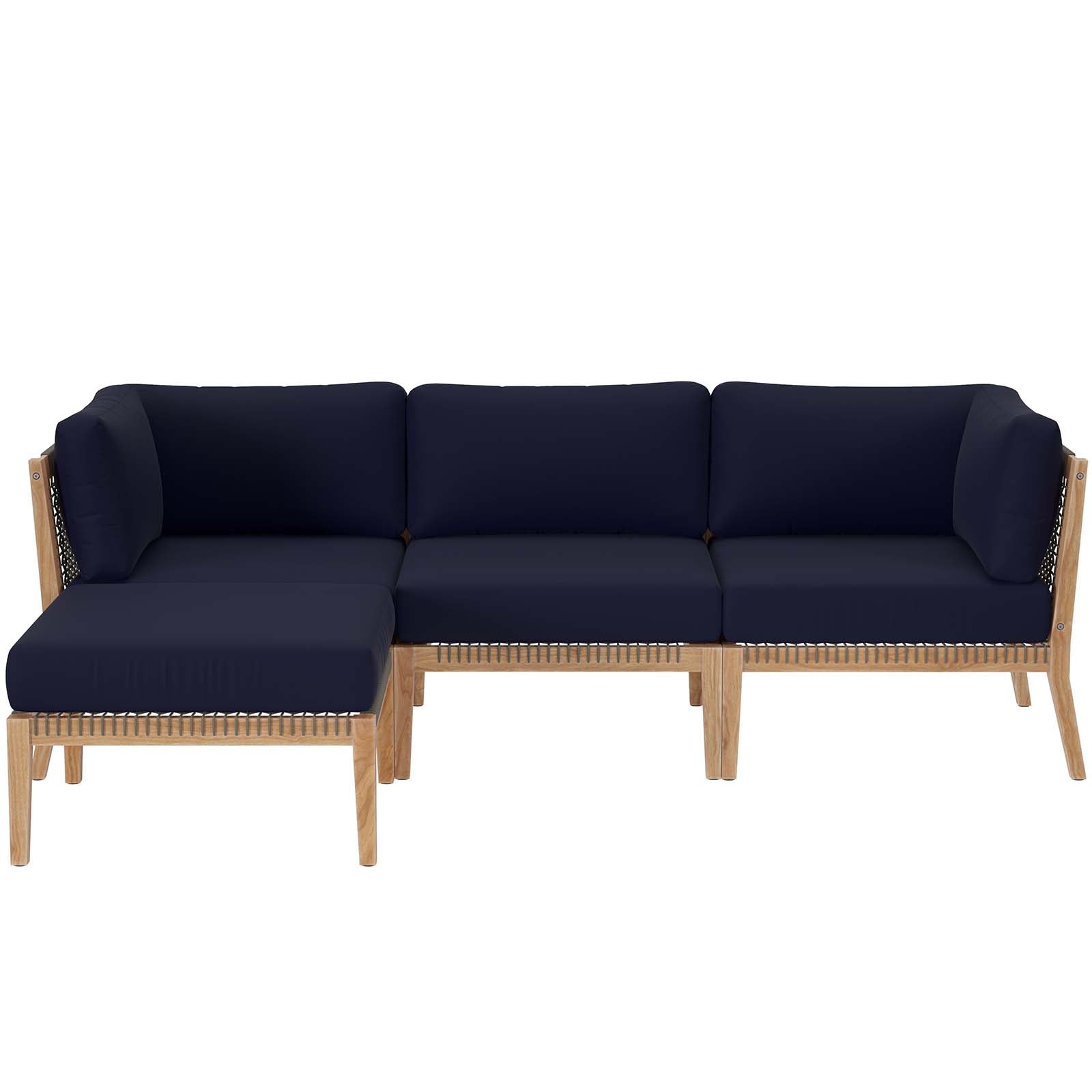 Clearwater Outdoor Patio Teak Wood 4-Piece Sectional Sofa By Modway - EEI-6121 | Outdoor Sofas, Loveseats & Sectionals - 3