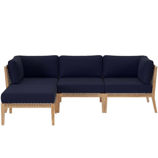 Clearwater Outdoor Patio Teak Wood 4-Piece Sectional Sofa By Modway - EEI-6121 | Outdoor Sofas, Loveseats & Sectionals - 3