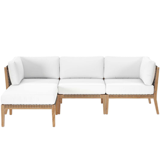 Clearwater Outdoor Patio Teak Wood 4-Piece Sectional Sofa By Modway - EEI-6121 | Outdoor Sofas, Loveseats & Sectionals - 4