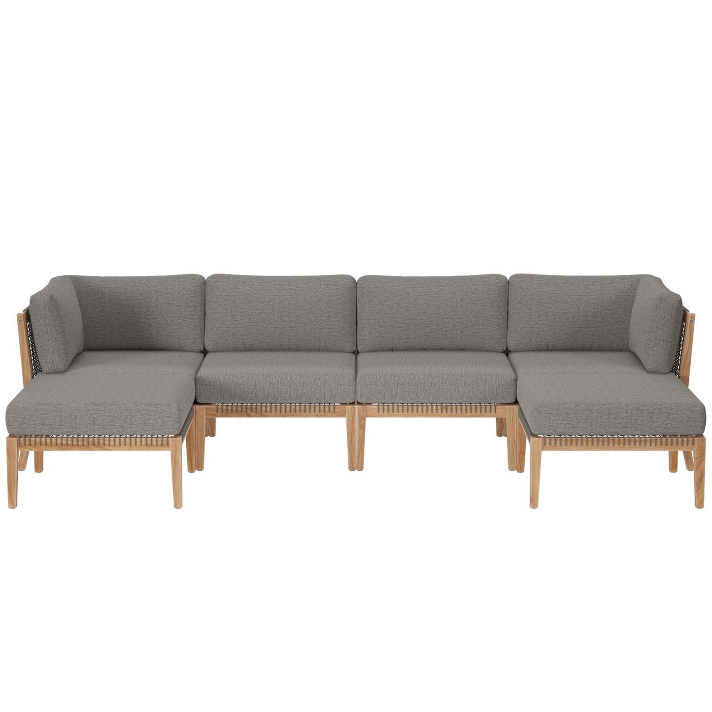 Clearwater Outdoor Patio Teak Wood 6-Piece Sectional Sofa By Modway - EEI-6122 | Outdoor Sofas, Loveseats & Sectionals