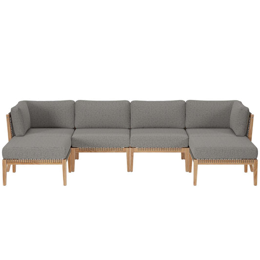 Clearwater Outdoor Patio Teak Wood 6-Piece Sectional Sofa By Modway - EEI-6122 | Outdoor Sofas, Loveseats & Sectionals