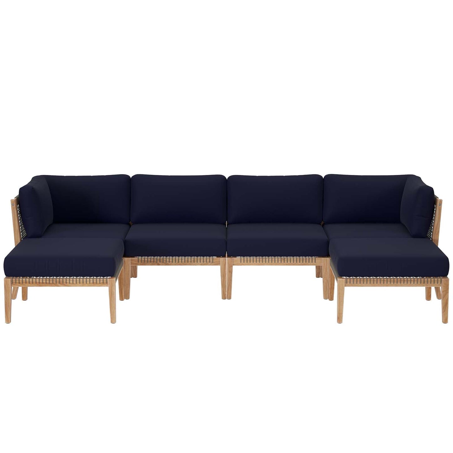 Clearwater Outdoor Patio Teak Wood 6-Piece Sectional Sofa By Modway - EEI-6122 | Outdoor Sofas, Loveseats & Sectionals - 3
