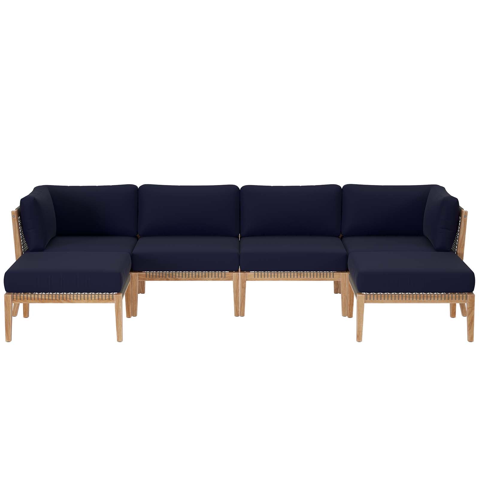 Clearwater Outdoor Patio Teak Wood 6-Piece Sectional Sofa By Modway - EEI-6122 | Outdoor Sofas, Loveseats & Sectionals - 3