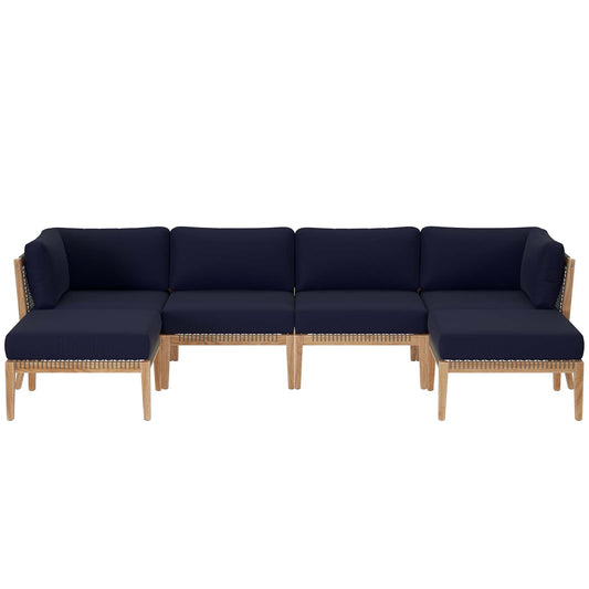 Clearwater Outdoor Patio Teak Wood 6-Piece Sectional Sofa By Modway - EEI-6122 | Outdoor Sofas, Loveseats & Sectionals - 3