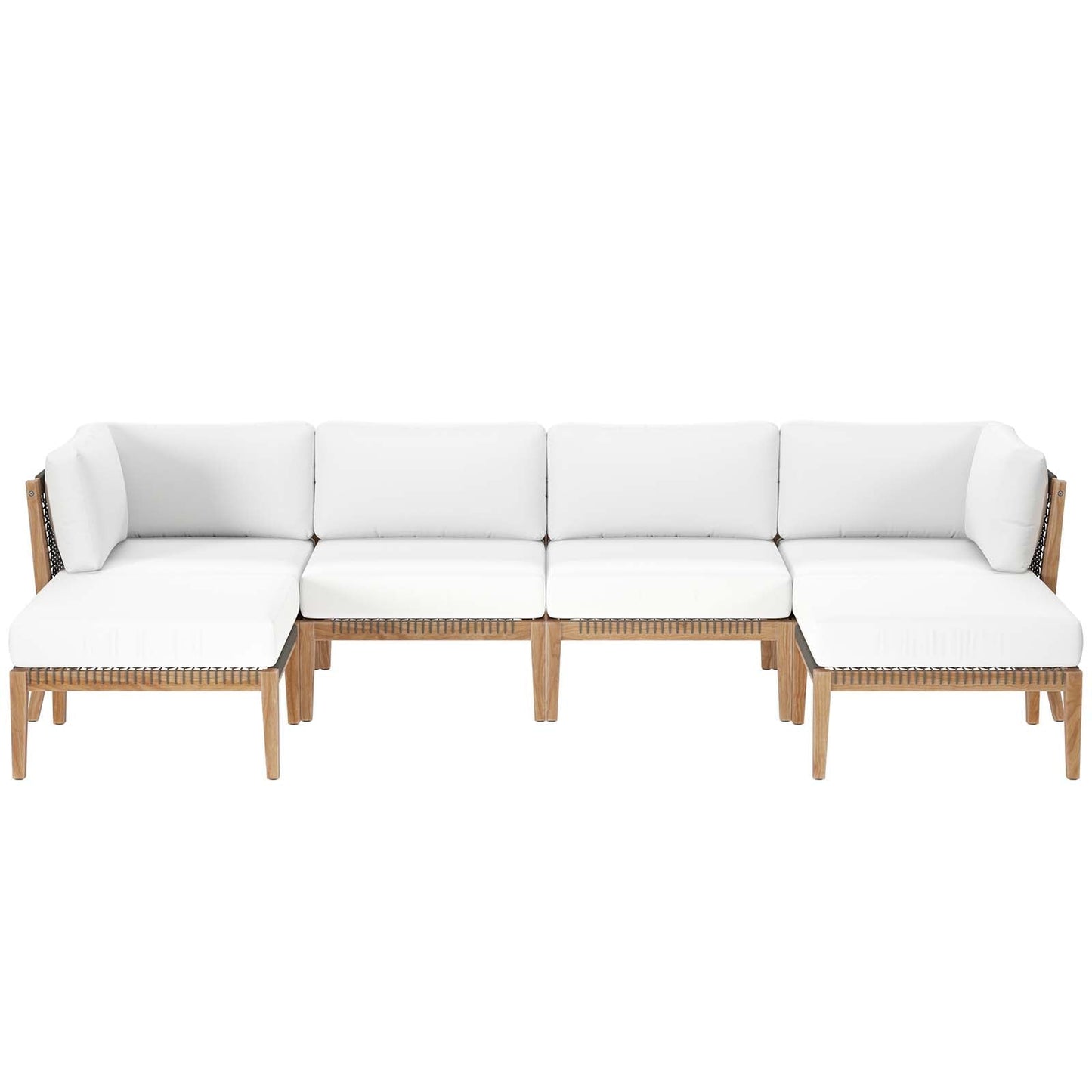 Clearwater Outdoor Patio Teak Wood 6-Piece Sectional Sofa By Modway - EEI-6122 | Outdoor Sofas, Loveseats & Sectionals - 4