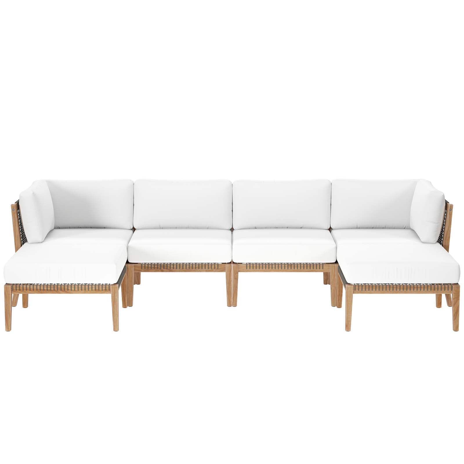Clearwater Outdoor Patio Teak Wood 6-Piece Sectional Sofa By Modway - EEI-6122 | Outdoor Sofas, Loveseats & Sectionals - 4