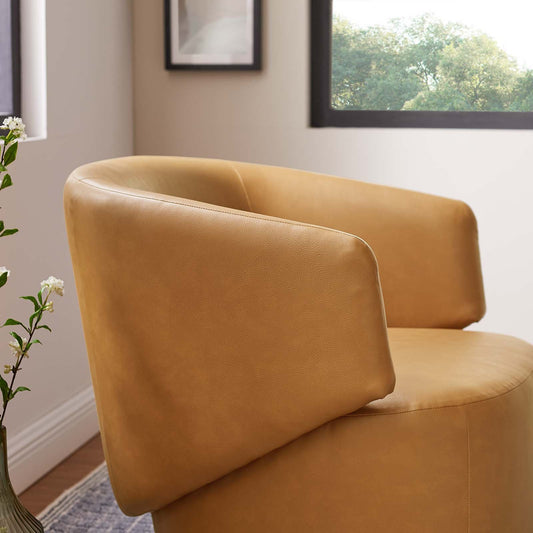 Celestia Vegan Leather Fabric and Wood Swivel Chair By Modway - EEI-6358 | Lounge Chairs