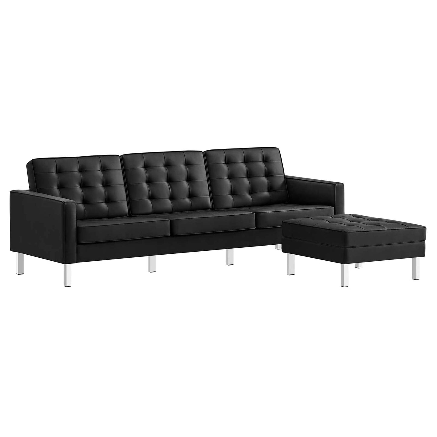 Loft Tufted Vegan Leather Sofa and Ottoman Set By Modway - EEI-6410 | Sofas