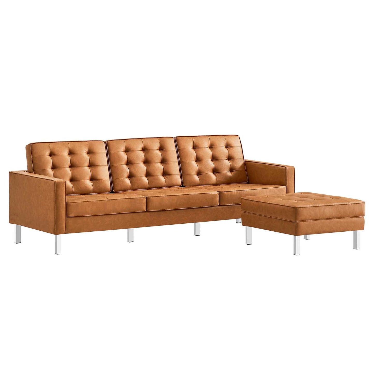 Loft Tufted Vegan Leather Sofa and Ottoman Set By Modway - EEI-6410 | Sofas - 2