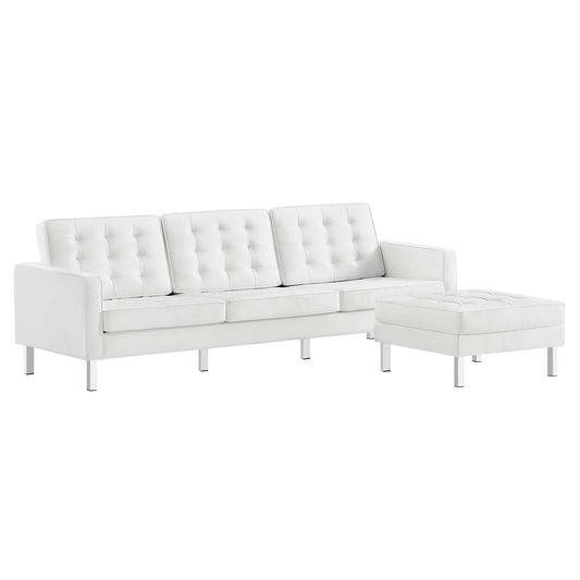 Loft Tufted Vegan Leather Sofa and Ottoman Set By Modway - EEI-6410 | Sofas - 3