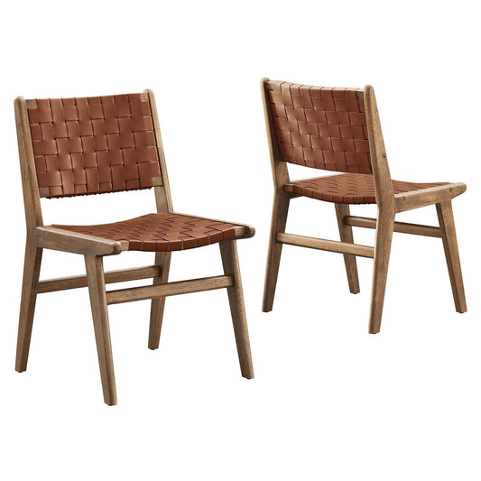 Saoirse Faux Leather Wood Dining Side Chair - Set of 2 By Modway - EEI-6544 | Dining Chairs | Modway - 3