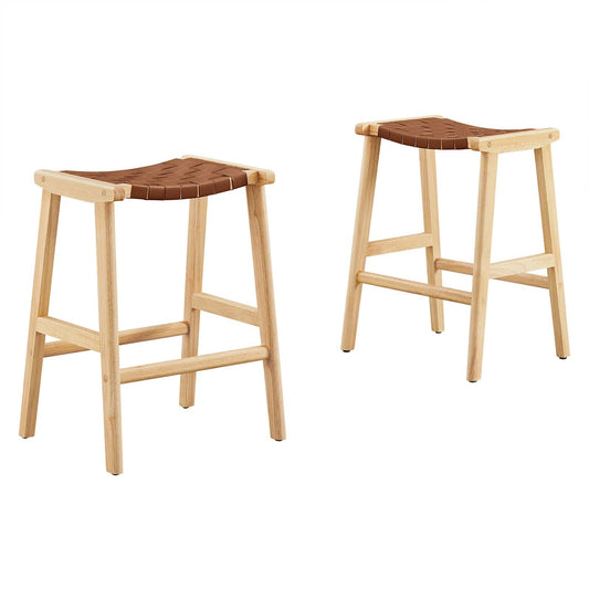 Saoirse Faux Leather Wood Counter Stool - Set of 2 By Modway - EEI-6547 | Counter Stools | Modway