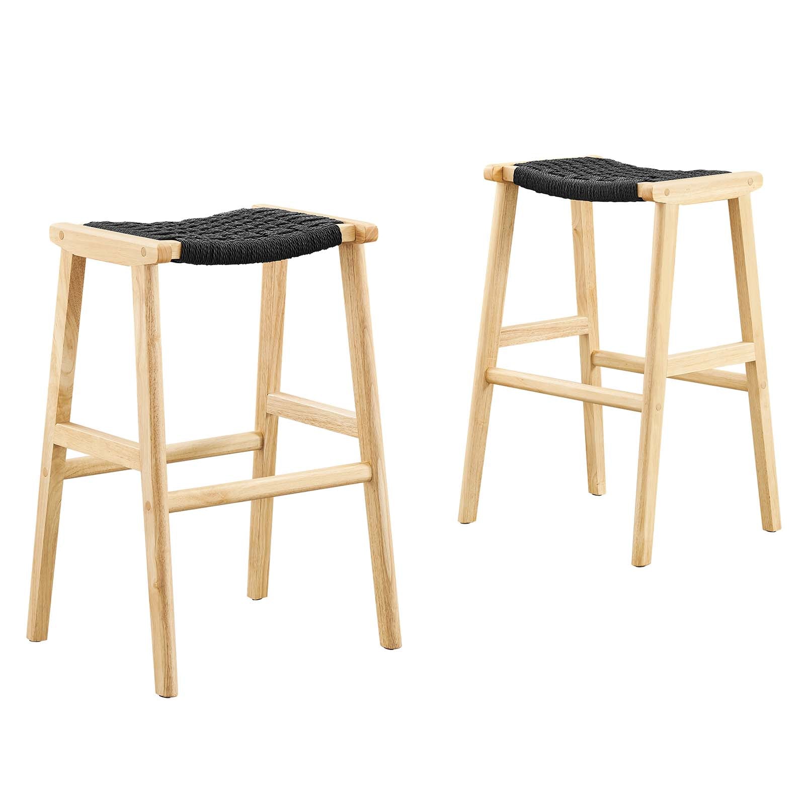 Saoirse Woven Rope Wood Bar Stool - Set of 2 By Modway - EEI-6550 | Bar Stools | Modway