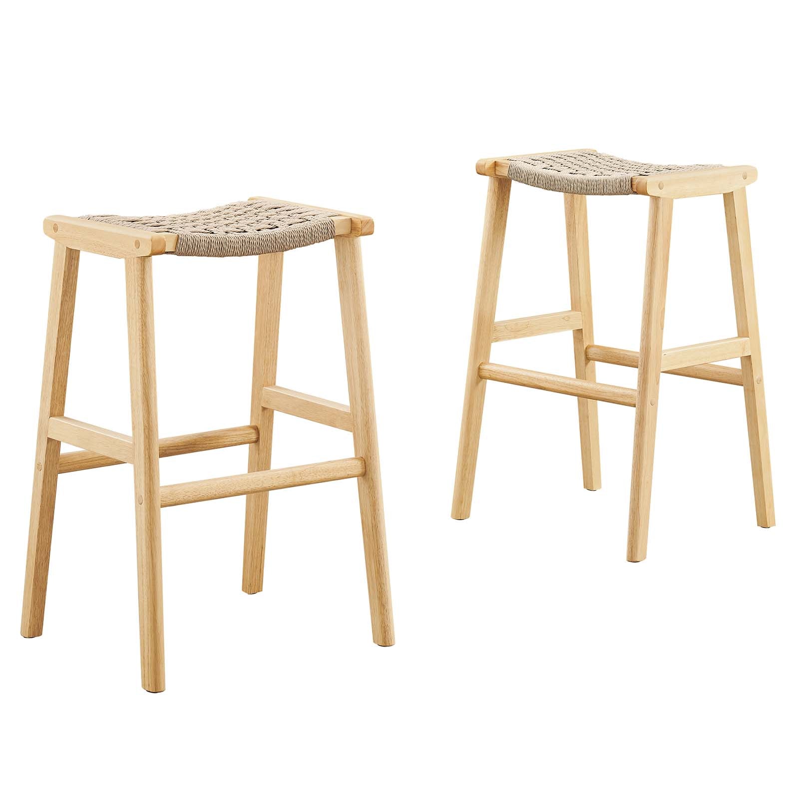 Saoirse Woven Rope Wood Bar Stool - Set of 2 By Modway - EEI-6550 | Bar Stools | Modway - 2