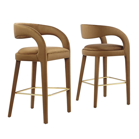 Pinnacle Performance Velvet Bar Stool Set of Two By Modway - EEI-6569 | Bar Stools | Modway