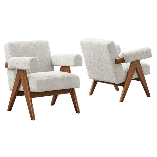 Lyra Boucle Fabric Armchair - Set of 2 By Modway - EEI-6703 | Armchairs | Modway - 2