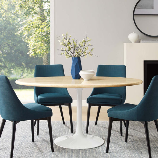 Lippa 60” Oval Artificial Travertine  Dining Table By Modway - EEI-6757 | Dining Tables