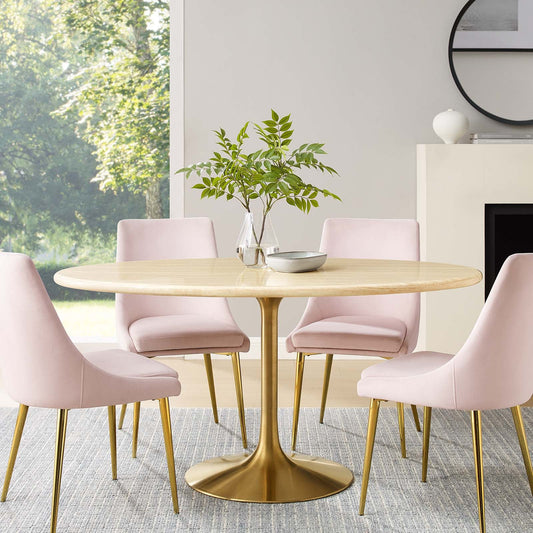 Lippa 60” Oval Artificial Travertine  Dining Table By Modway - EEI-6759 | Dining Tables