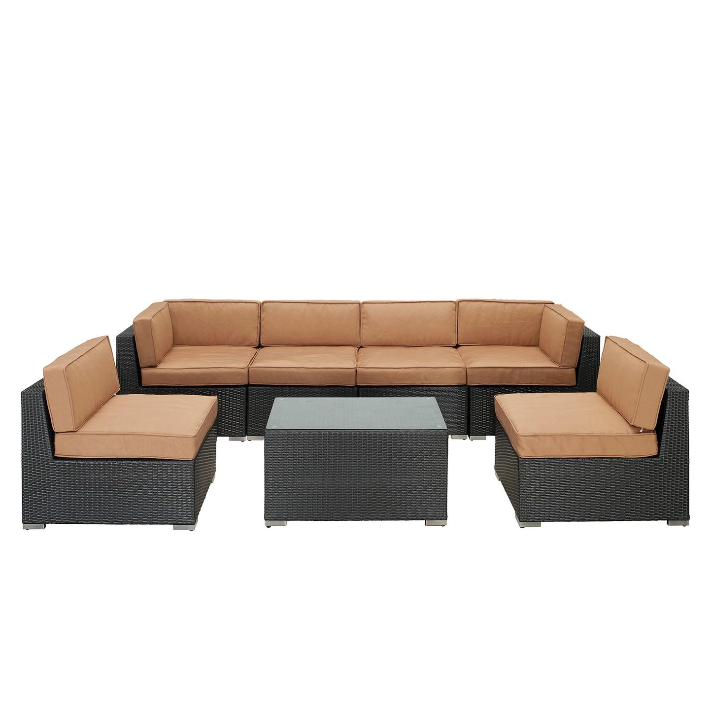 Aero 7 Piece Outdoor Patio Sectional Set By Modway - EEI-695 | Outdoor Sofas, Loveseats & Sectionals - 3