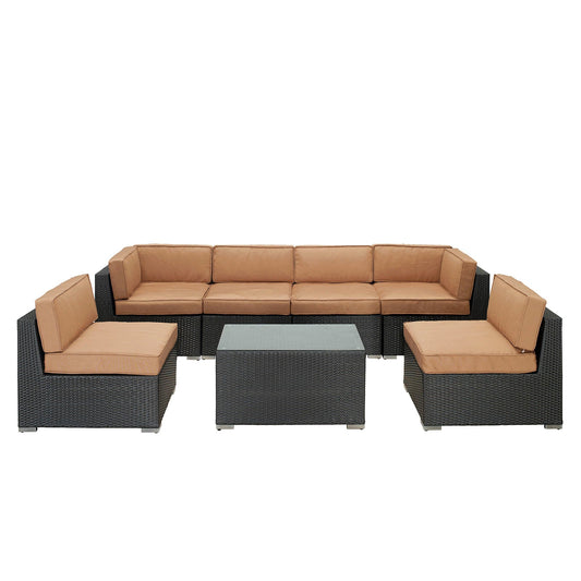Aero 7 Piece Outdoor Patio Sectional Set By Modway - EEI-695 | Outdoor Sofas, Loveseats & Sectionals - 3