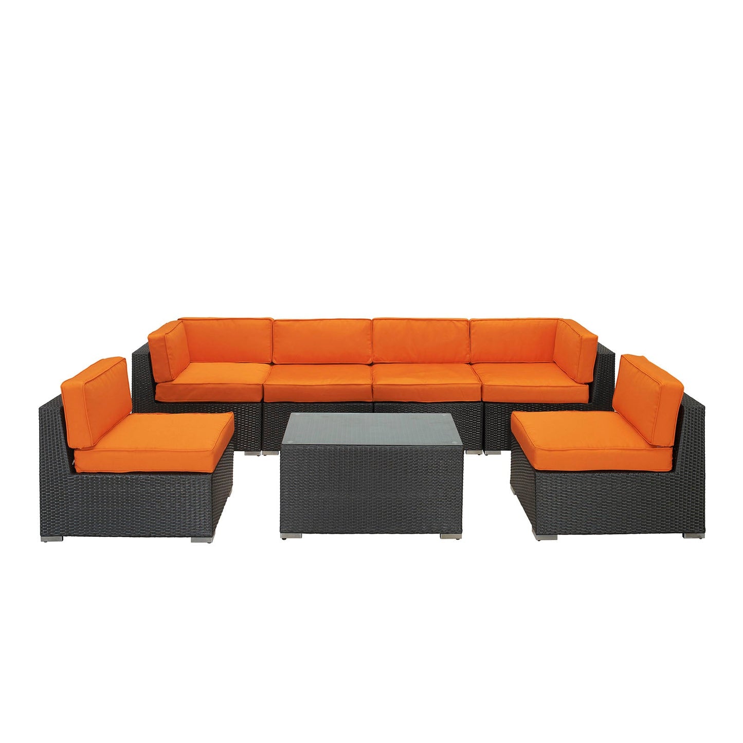 Aero 7 Piece Outdoor Patio Sectional Set By Modway - EEI-695 | Outdoor Sofas, Loveseats & Sectionals