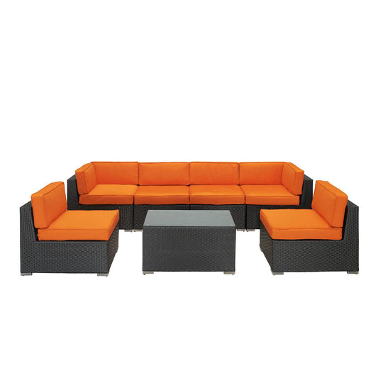 Aero 7 Piece Outdoor Patio Sectional Set By Modway - EEI-695 | Outdoor Sofas, Loveseats & Sectionals
