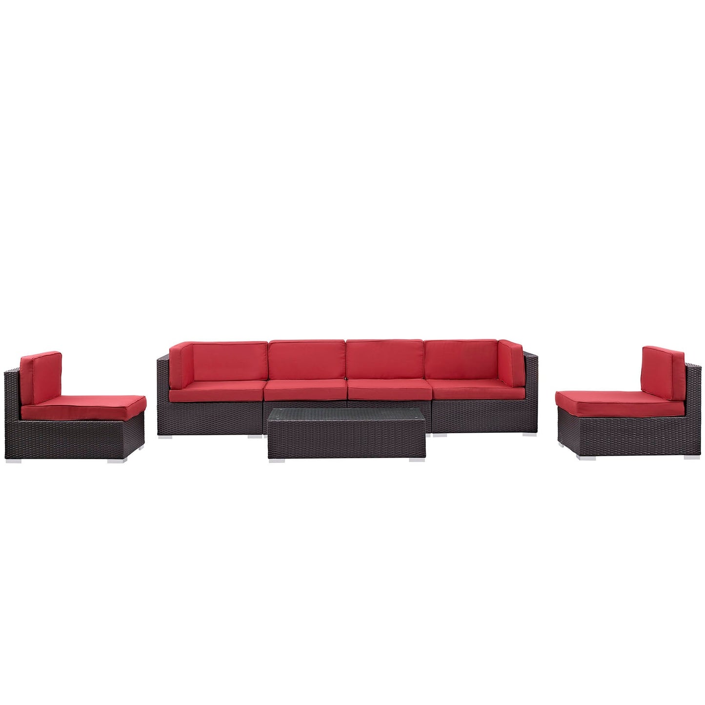 Aero 7 Piece Outdoor Patio Sectional Set By Modway - EEI-695 | Outdoor Sofas, Loveseats & Sectionals - 8