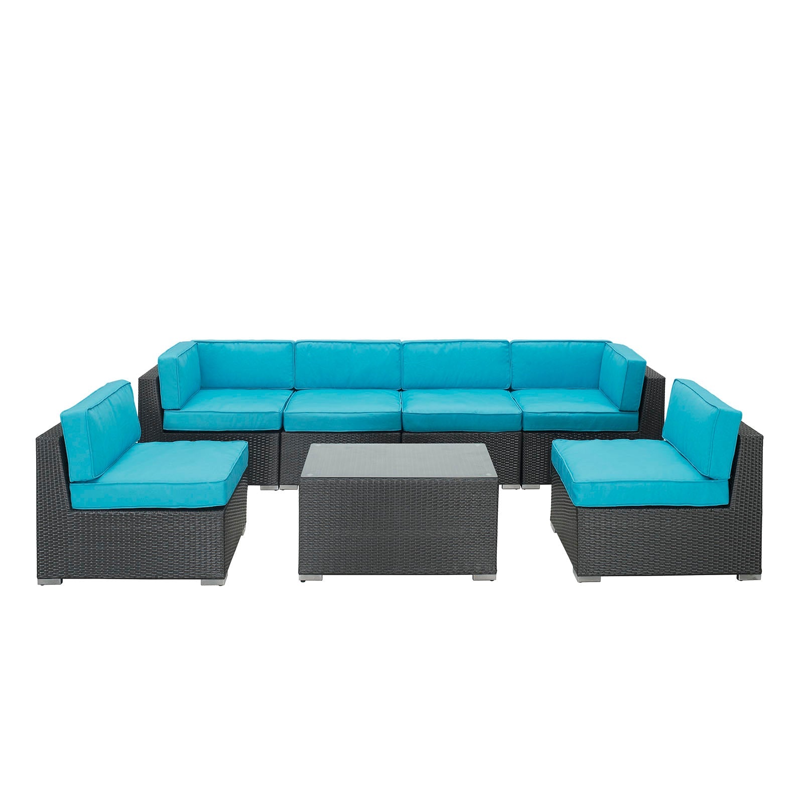 Aero 7 Piece Outdoor Patio Sectional Set By Modway - EEI-695 | Outdoor Sofas, Loveseats & Sectionals - 4