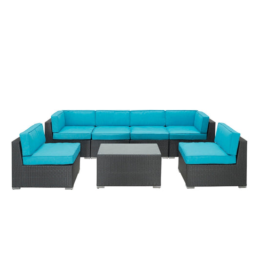 Aero 7 Piece Outdoor Patio Sectional Set By Modway - EEI-695 | Outdoor Sofas, Loveseats & Sectionals - 4