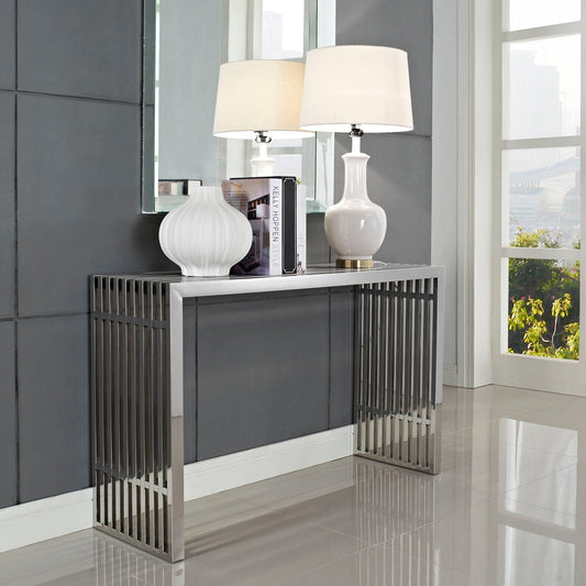 Modway Gridiron Console Table - Silver | Console Tables