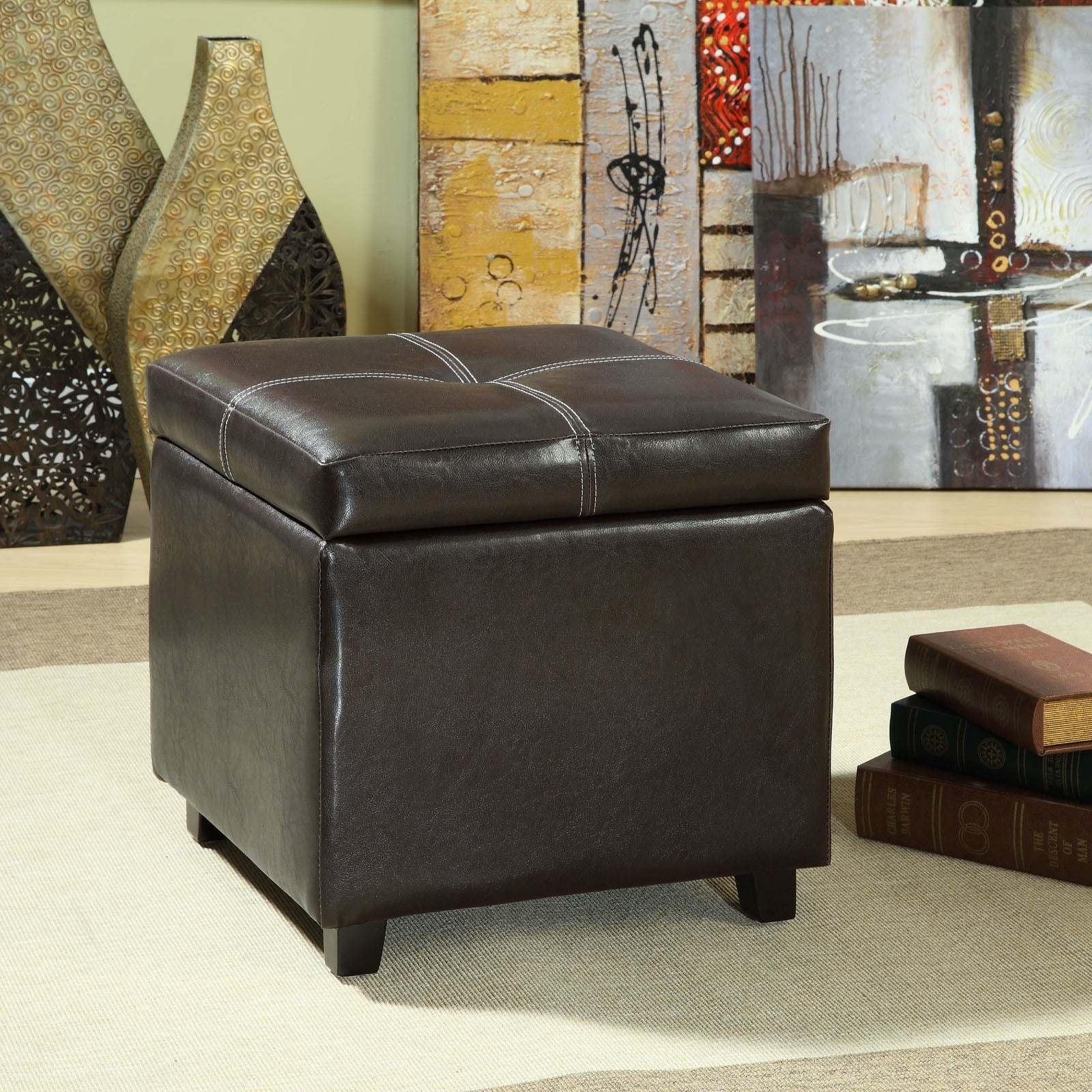 Modway Treasure Upholstered Vinyl Ottoman - Espresso | Ottomans | Modishstore