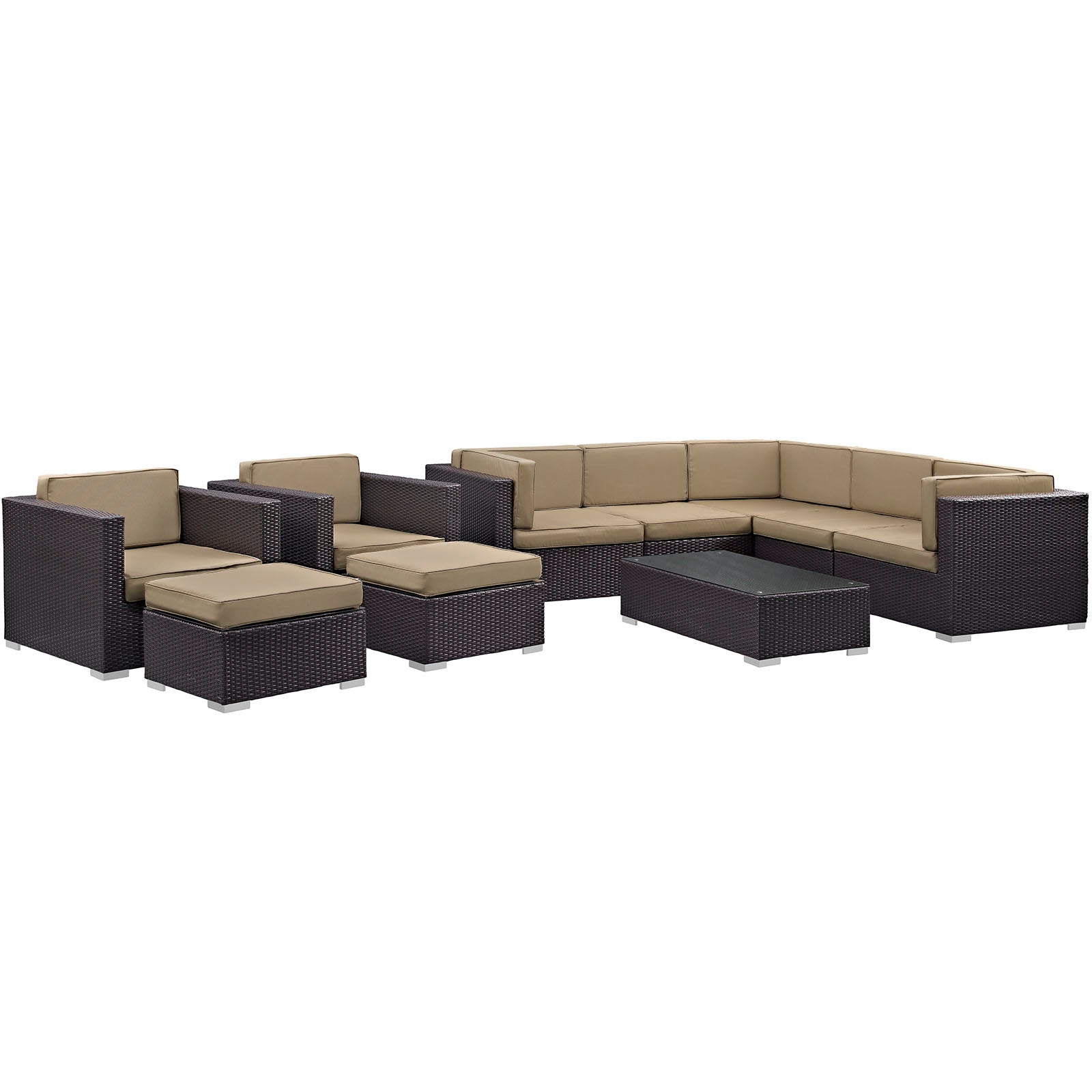 Avia 10 Piece Outdoor Patio Sectional Set By Modway - EEI-826 | Outdoor Sofas, Loveseats & Sectionals - 3