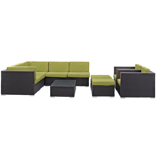 Avia 10 Piece Outdoor Patio Sectional Set By Modway - EEI-826 | Outdoor Sofas, Loveseats & Sectionals - 2