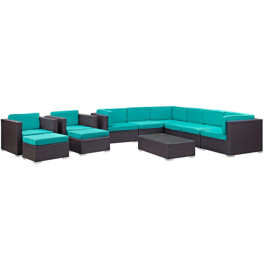 Avia 10 Piece Outdoor Patio Sectional Set By Modway - EEI-826 | Outdoor Sofas, Loveseats & Sectionals - 4
