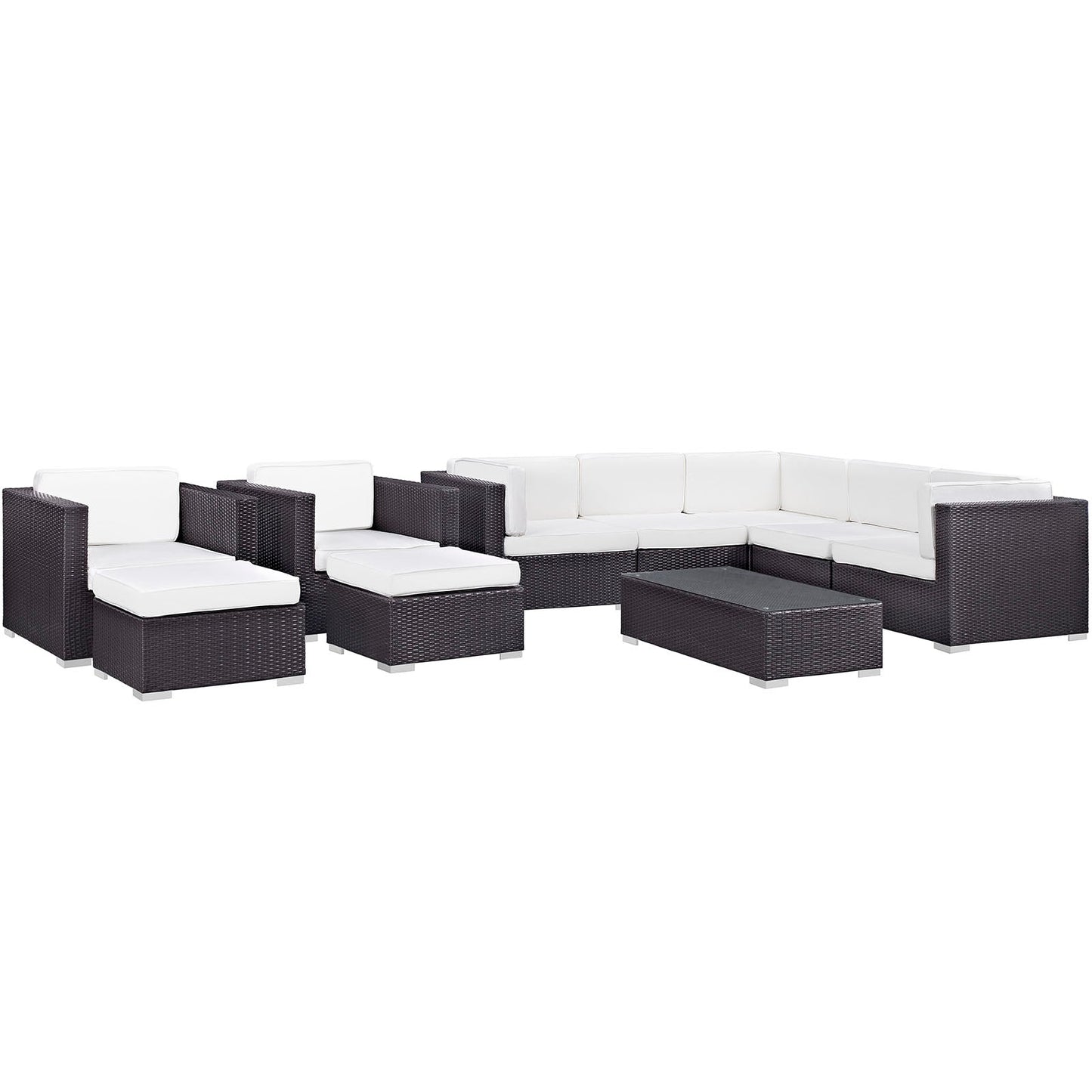 Avia 10 Piece Outdoor Patio Sectional Set By Modway - EEI-826 | Outdoor Sofas, Loveseats & Sectionals