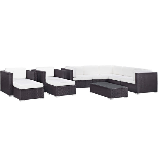 Avia 10 Piece Outdoor Patio Sectional Set By Modway - EEI-826 | Outdoor Sofas, Loveseats & Sectionals