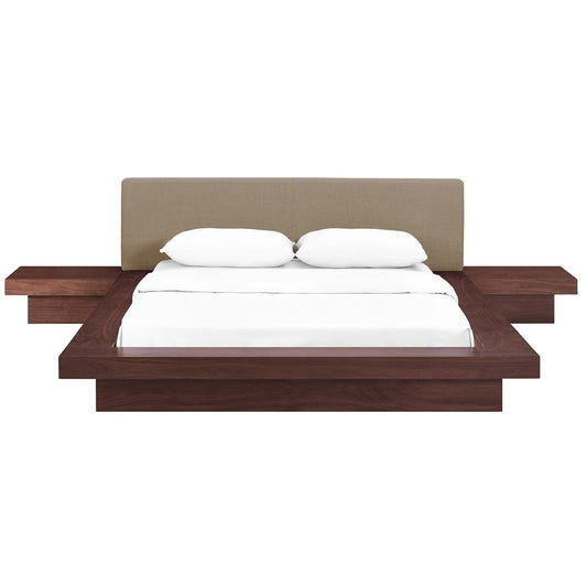 Freja 3 Piece Queen Fabric Bedroom Set By Modway - MOD-5492-WAL-BEI-SET | Bedroom Sets - 3