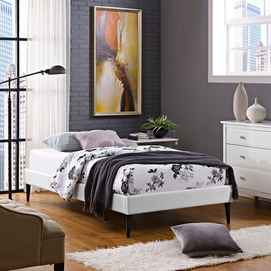 Sherry Twin Vinyl Bed Frame with Round Tapered Legs By Modway - MOD-5581 | Beds | Modishstore