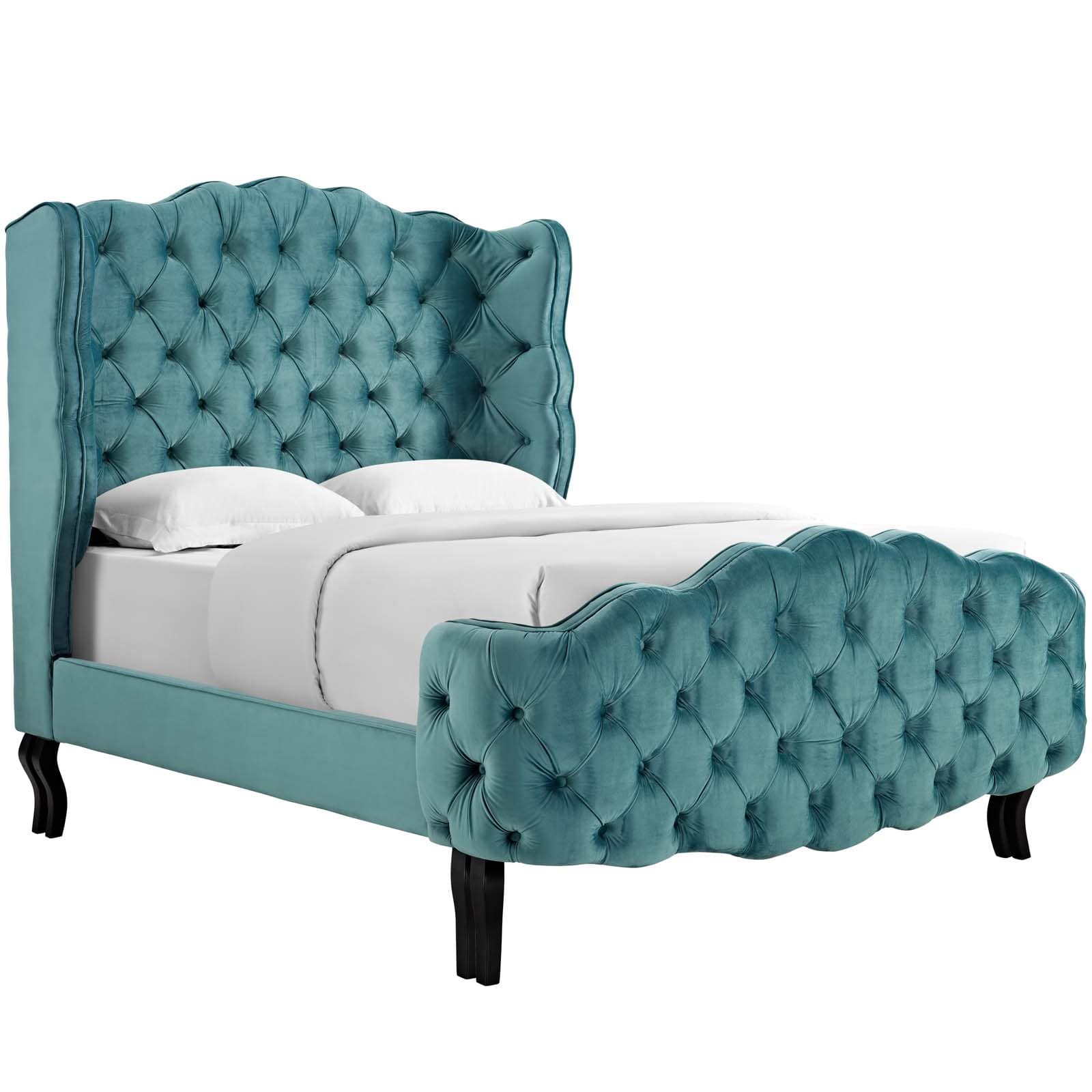 Modway Violette Queen Tufted Wingback Performance Velvet Platform Bed | Beds | Modishstore-14