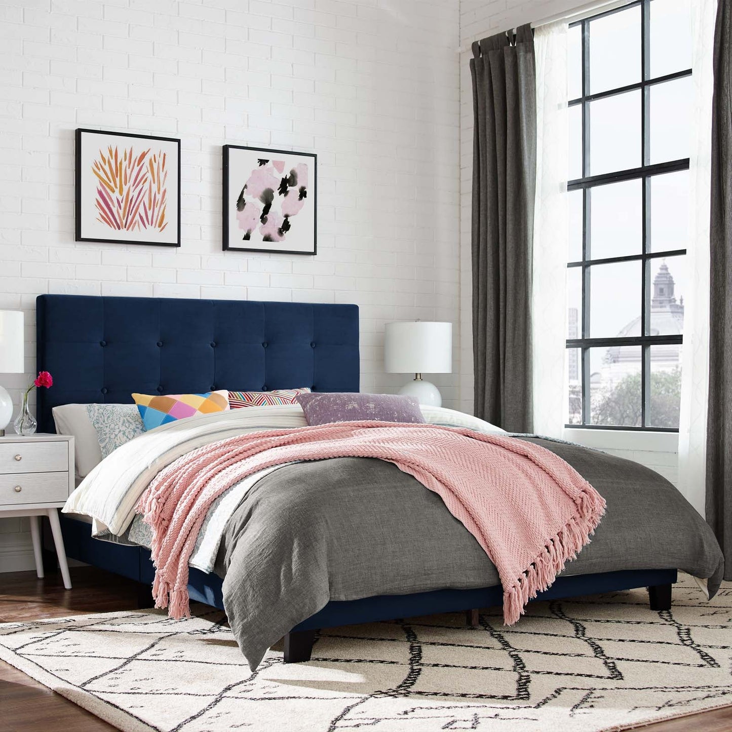 Modway Melanie King Tufted Button Upholstered Performance Velvet Platform Bed | Beds | Modishstore-2