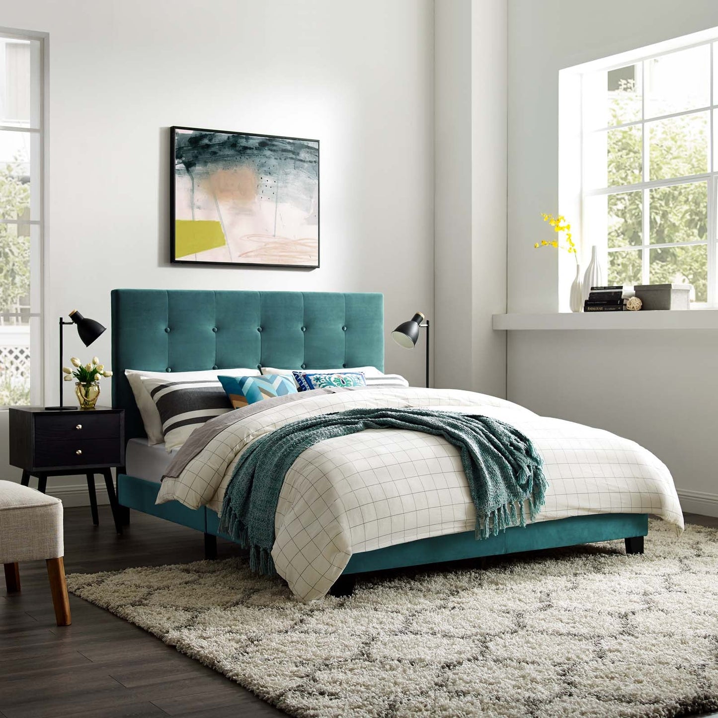 Modway Melanie King Tufted Button Upholstered Performance Velvet Platform Bed | Beds | Modishstore-4