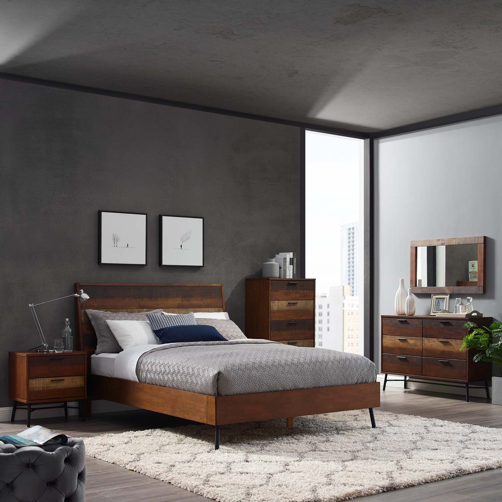 Modway Arwen Queen Rustic Wood Bed | Beds