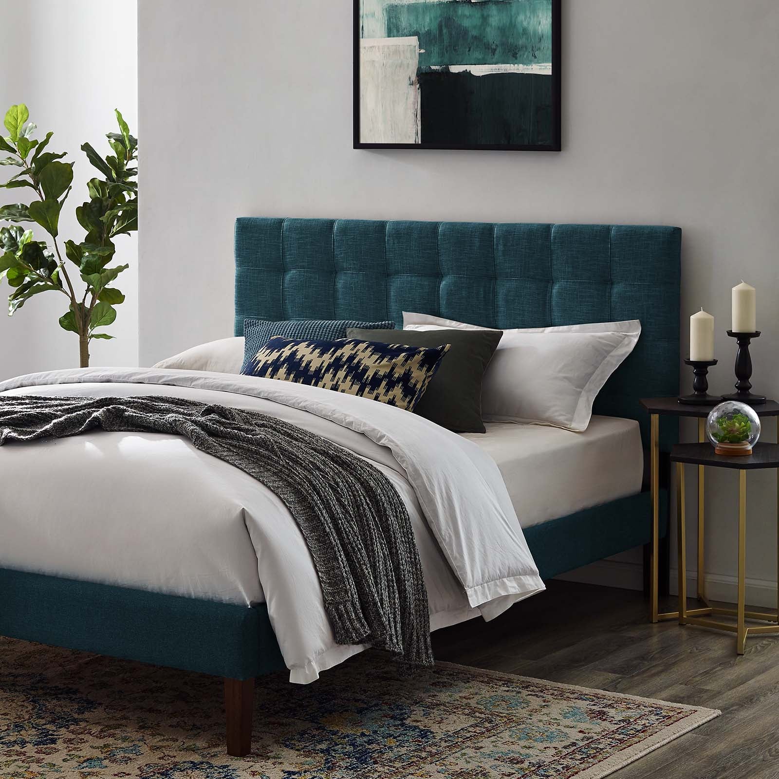 Modway Paisley Tufted Twin Upholstered Linen Fabric Headboard | Headboards | Modishstore