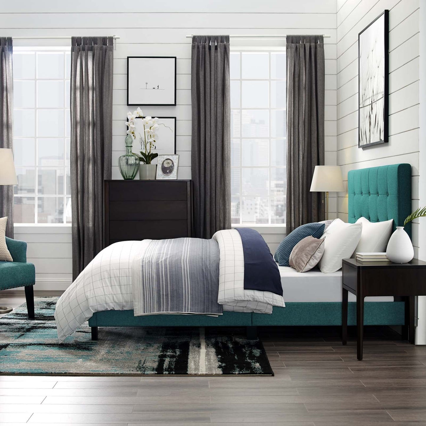 Modway Melanie Twin Tufted Button Upholstered Fabric Platform Bed | Beds | Modishstore-4