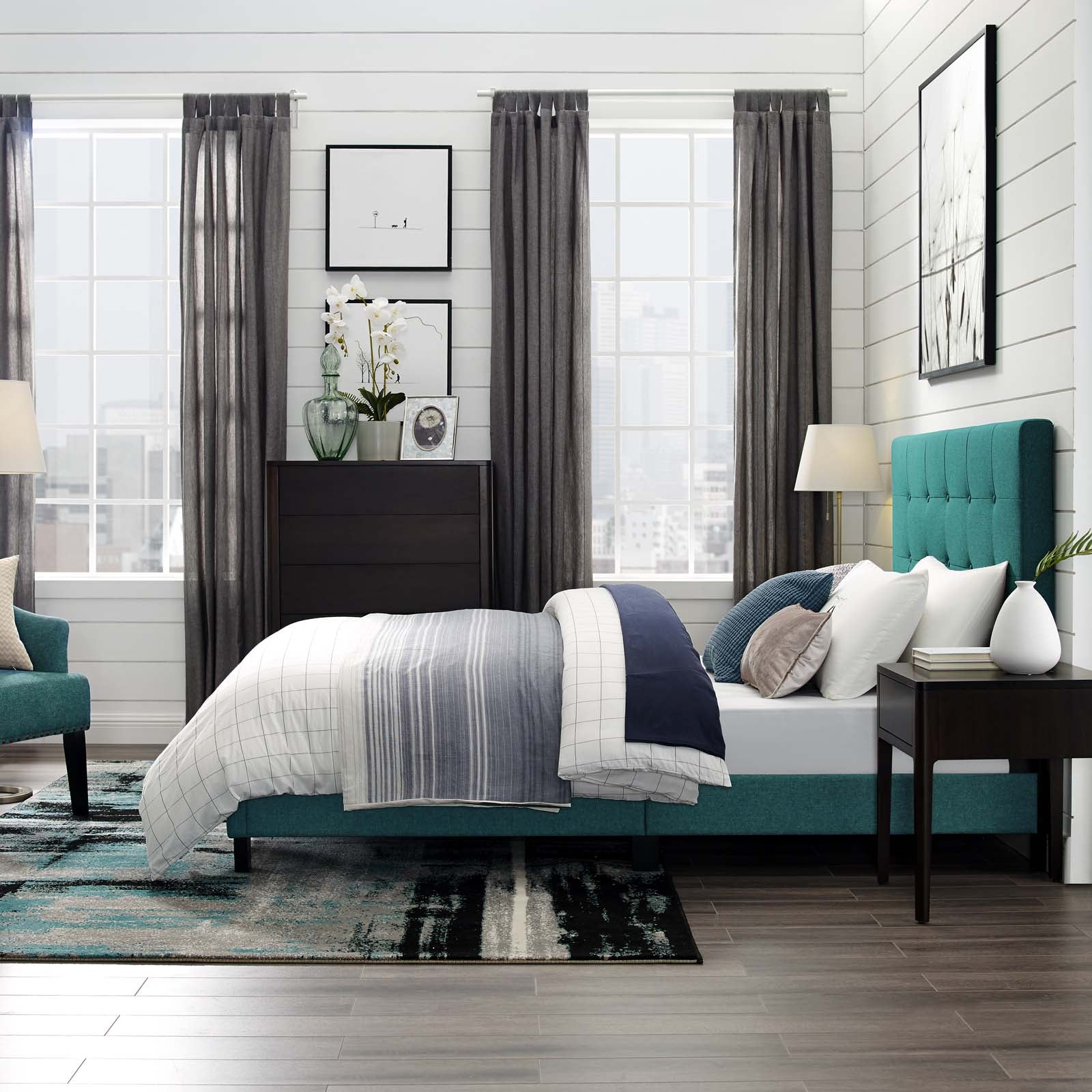 Modway Melanie Twin Tufted Button Upholstered Fabric Platform Bed | Beds | Modishstore-4
