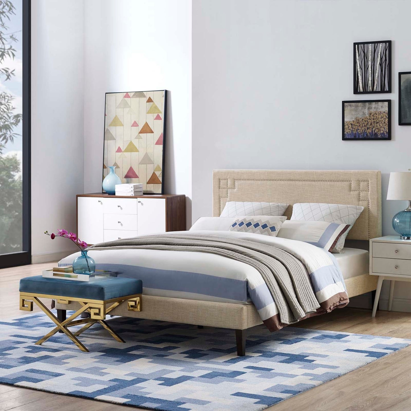 Ruthie Full Fabric Platform Bed with Squared Tapered Legs By Modway - MOD-5937 | Beds | Modishstore
