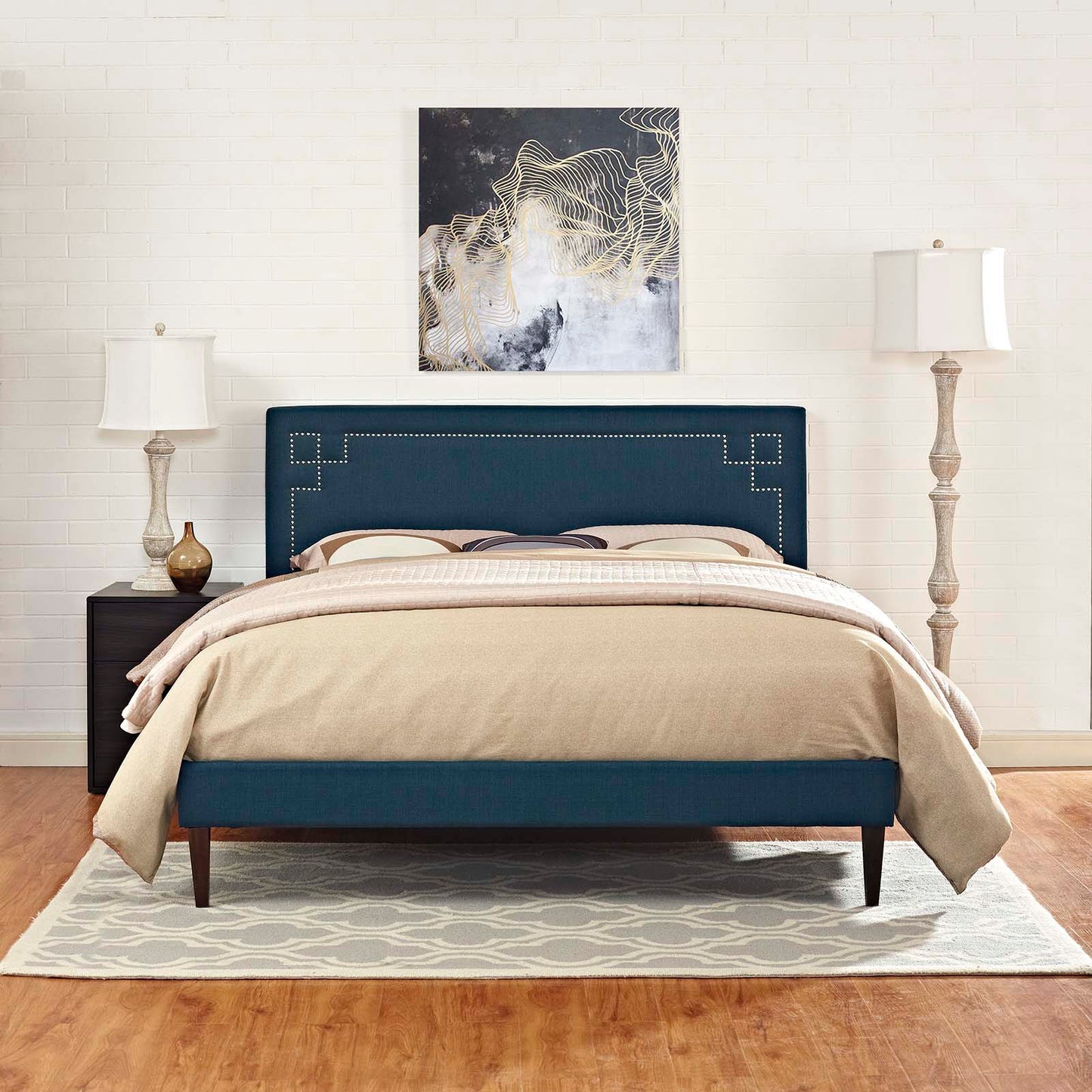 Ruthie King Fabric Platform Bed with Squared Tapered Legs By Modway - MOD-5941 | Beds | Modishstore